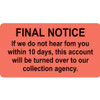 Billing/Collection Labels Final Notice (MAP4790)