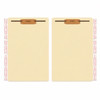 Letter-size self-adhesive file folder divider, manila, with 2-inch fastener and adhesive liner, shown front and back.