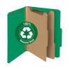 Smead 100% Recycled Pressboard Classification Folder, 2 Dividers, 2" Exp, Letter Size, Green, 5/Pack