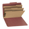 Smead Recycled Pressboard Classification Folders, 3 Dividers, Letter Size, Red, 10/Box