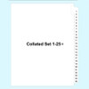 Legal index tabs collated set 1 to 25+, side tab, letter size