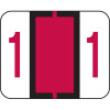 Smead BCCRN Bar-Style Color-Coded Numeric Label, 1, Label Roll, Red, 500/Roll