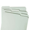 Smead Pressboard File Folder with 2 SafeSHIELD Fasteners, 1/3-Cut Tab, 2" Exp, Letter Size, Gray/Green, 25/Box