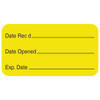 Date Open Rec Label, 7/8" H x 1 5/8" W, Fluorescent Yellow, 560 per Roll