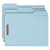 Smead 100% Recycled Pressboard Fastener File Folder, 1/3-Cut Tab, 1" Exp, Letter Size, Blue, 25/Box