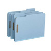 Smead 100% Recycled Pressboard Fastener File Folder, 1/3-Cut Tab, 1" Exp, Letter Size, Blue, 25/Box