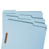 Smead 100% Recycled Pressboard Fastener File Folder, 1/3-Cut Tab, 1" Exp, Letter Size, Blue, 25/Box