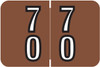 Barkley Systems Numeric Label - FDDBM Series (Rolls), 70-79, Brown, 500 per Roll, BXDM-70-B45
