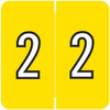 Barkley BXNM Series Numeric Label '2' in Yellow - Two-sided Numeric Label for Filing and Organization