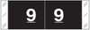 Tabbies 11850 Series Numeric Label for Number '9' – White Text on Black Background