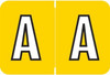 Colwell COPK Alphabetical Color-Coded Filing Label for the letter 'A' with a yellow background and white character with black outline