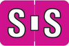 Colwell COPK Alphabetical Color-Coded Filing Label for the letter 'S' with a Fuchsia background and white character with black outline