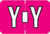 Colwell COPK Alphabetical Color-Coded Filing Label for the letter 'Y' with a hot pink background and white character with black outline