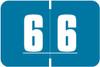 Digi Color DCNM Numeric Label, 1H x 1-1/2W,  Number 6, Blue with white digits, 250/RL, DCNM-6