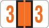 Jeter Numeric Labels, 6190-Series, Number 3, Dark Orange, 500/Roll, 15/16x1 5/8