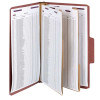 Smead SuperTab Pressboard Classification File Folder with SafeSHIELD Fasteners, 2 Dividers, 2" Exp, Legal Size, Red, 10/Box