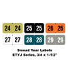Smead Year Labels – ETYJ Series, 3/4 x 1-1/2, Color-Coded Years 2024–2029