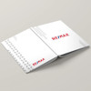 RE/MAX White Dawn hardcover presentation cover – lay-flat binding with backside view of soft-touch finish and branded design