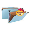 Smead 65165 hanging folder with dividers, legal size, blue pressboard, FasTab 2/5-cut, two dividers, SafeSHIELD fasteners.