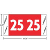 Acme Visible 12600 year label, 2025, red, 3/4" x 1-1/2", wraparound with white “25”; center-slit liner.