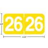 Ames AAYM year label, 2026, yellow, 3/4" x 1-1/2", wraparound with white “26”; center-slit liner.