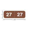 Ames AMYM year label, 2027, brown, 1/2" x 1-1/2", wraparound with white “27”; center-slit liner.