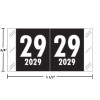 Col’R’Tab-compatible CRYM year label, 2029, black, wraparound with white “29”; center-slit liner.