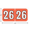 Colwell-compatible COYM-26 year label, 2026 dark orange, 3/4 x 1-1/2, laminated wrap-around, USA made.