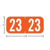 TAB A1287 year label A1287-23-T3, 2023 Orange, 1/2 inch by 1-1/8 inch, matte vinyl, 500 per roll.