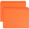 Two bright orange Smead straight-cut end tab file folders, staggered for visibility.
