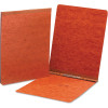 Two red Smead PressGuard report covers, one open showing top fastener and one closed for comparison.