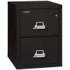 Black FireKing 2-Drawer Letter Size File Cabinet, 25 Inches Deep, 1-Hour Fireproof Protection with Lock and Closed Drawer (2-1825-CBL)