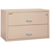 FireKing Lateral File Cabinet, 1-Hour Fire Rated, 2-Drawer, 44" Wide, Champagne