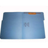 Open blue letter-size file folder with one metal fastener in position 1 on the left interior panel, reinforced 1/3-cut top tab, Smead 12034-F1.
