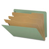 End Tab Classification Folders - 3 Dividers, Green 25pt Pressboard, Letter Size, 10/Box