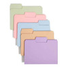Assoted Pastel Smead SuperTab letter size file folders with oversized 1/3-cut top tabs, assorted tab positions