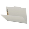 Angled view of gray legal size top tab classification folder with bonded fastener and 2 inch expansion