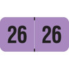 Fluorescent violet 2026 year label with bold black “26” printed on each side, used for file folder year identification.