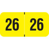 Fluorescent yellow 2026 year label with bold black “26” printed on each side, used for file folder year identification.