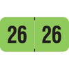 Fluorescent green 2026 year label with bold black “26” printed on each side, used for file folder year identification.
