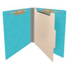 End Tab Classification Folders with 1 Divider, Letter Size, Light Blue, 18pt. Stock, 2" Expansion, 10/Box, Open