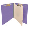 End Tab Classification Folders with 1 Divider, Letter Size, Purple, 18pt. Stock, 2" Expansion, 10/Box, Open