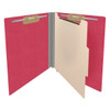 End Tab Classification Folders with 1 Divider, Letter Size, Red, 18pt. Stock, 2" Expansion, 10/Box, Open