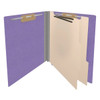 End Tab Classification Folders with 2 Dividers, Letter Size, Purple, 18pt. Stock, 2" Expansion, 10/Box, Open