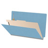Open 18pt blue legal-size classification folder with one divider and multiple filing sections