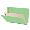 Green legal-size 1-divider classification folder showing 2 inch expansion and interior divider