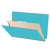 Light blue legal-size 1-divider classification folder showing 2 inch expansion and interior divider