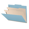 Blue 2-divider top tab classification folder with fasteners and 2 inch gray expansion