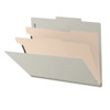 Gray 2-divider top tab classification folder shown partially open with manila dividers, top tabs, and gray Tyvek expansion.