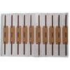 Reinforced brown self-adhesive file folder fasteners with 2-inch capacity mounted on 9-inch white adhesive strips